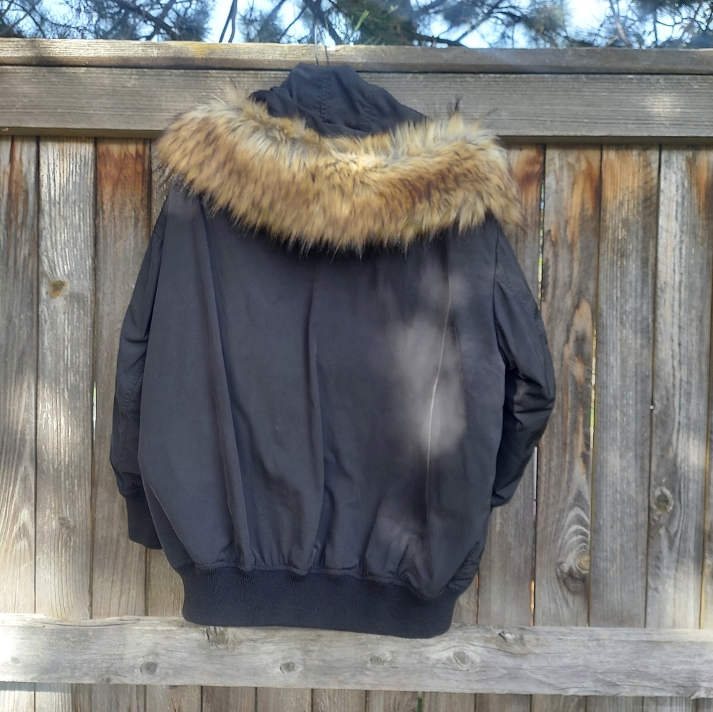 The Kooples Sport Black Bomber Jacket Puffer Detachable Fur Hood S - Picture 2 of 6